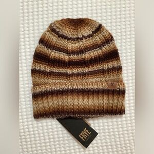 NWT FRYE Winter Ski Knit Beanie Hat One Size Brown Multi